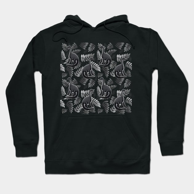 Modern Dinosaur Pattern - Black & White Hoodie by monitdesign